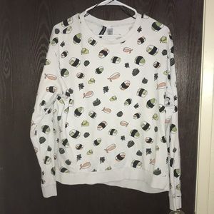 White H&M sushi shirt